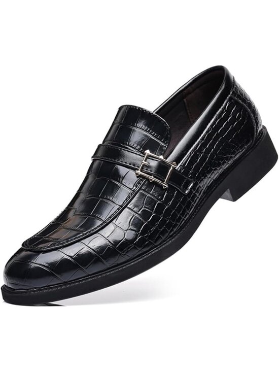 Men\'s Vintage Crocodile Print Slip-On Dress Loafers | Formal Leather Oxford